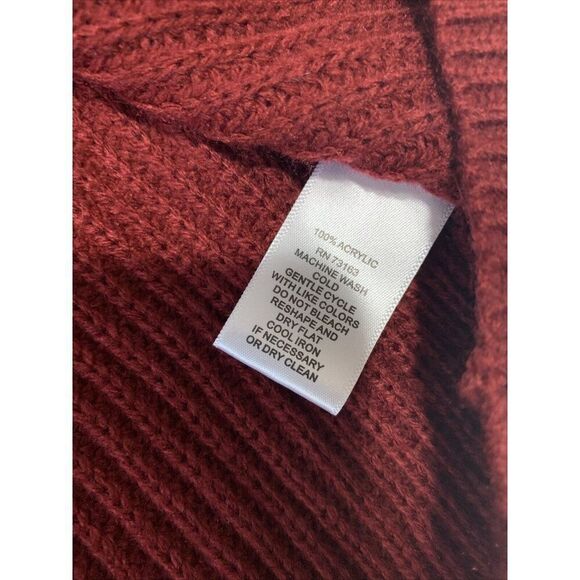 cable gauge womens solid Maroon red Knit long sleeve sweater top xl - Picture 4 of 4